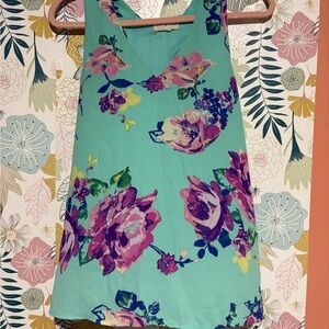 Everly Floral Blouse - Teal and Purple